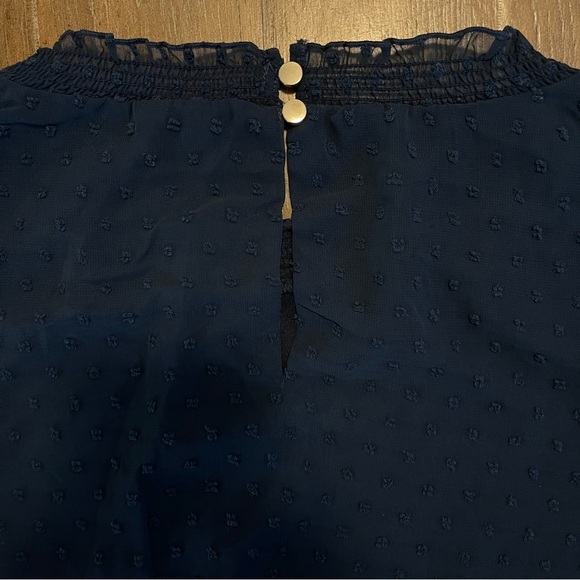 City Chic Tiered Sheer Long Puff Sleeve Navy Blue Mini Smocked Dress XXL - Picture 9 of 9